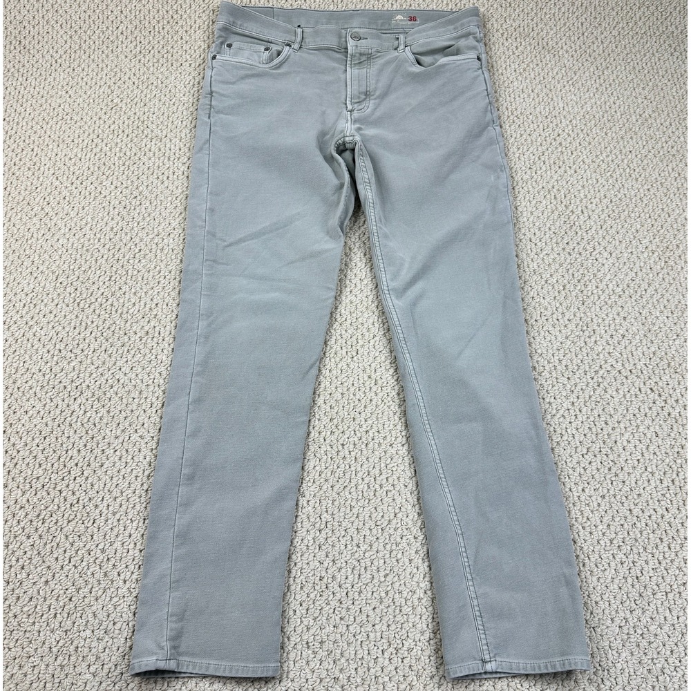 Faherty Pants Mens 36x31 Gray Stretch Terry 5 Pocket Slim Stretch Straight Leg
